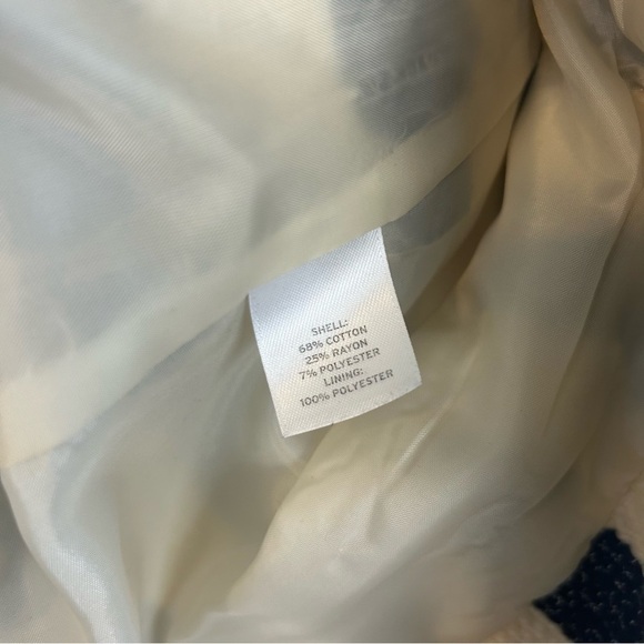 Halogen Tweed Nautical Striped Navy Blue & Ivory Cropped Blazer Size 0 - Picture 5 of 10